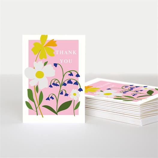 Thank You Floral Notecards Pack of 10 by Caroline Gardner