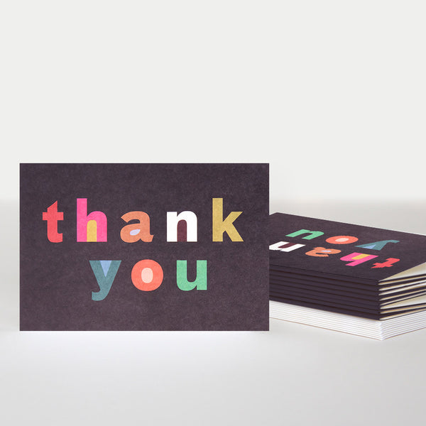 Thank You Coloured Text on Navy Pack of 10 by Caroline Gardner