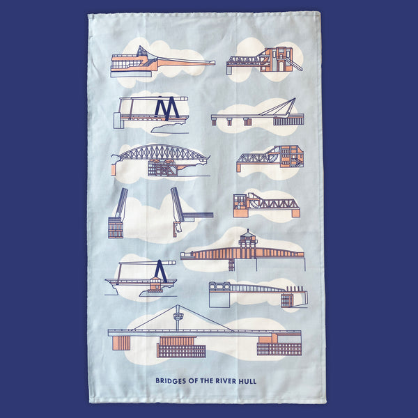 Bridges of the River Hull Screenprinted Tea Towel