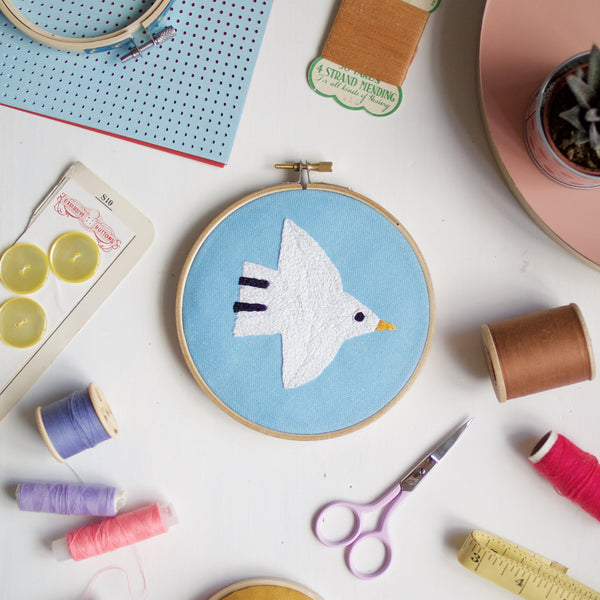 White Bird Embroidery Hoop Kit