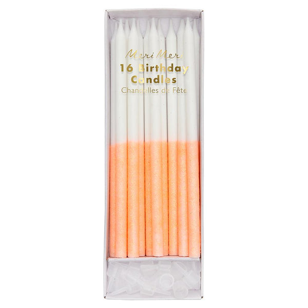 Coral Glitter Dipped Candles by Meri Meri