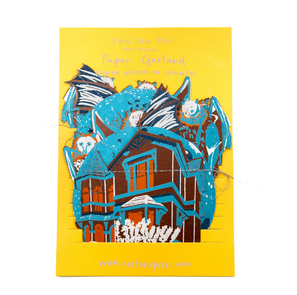 Haunted House Screenprinted Paper Garland