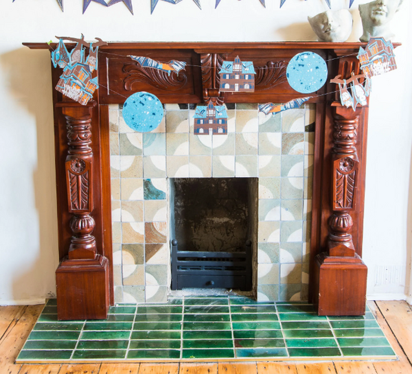 Haunted House Screenprinted Paper Garland