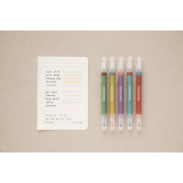 Livework Colour on Colour Vintage Twin Tip Pens (Set of 5)