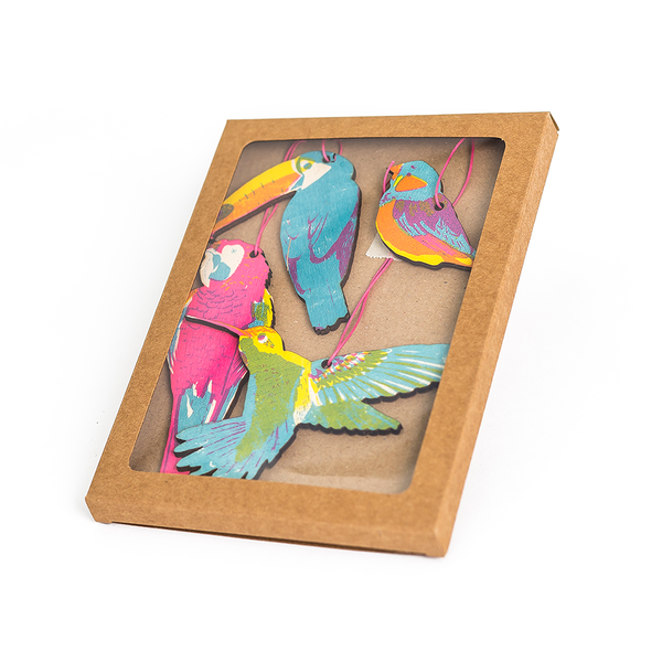 Tropical Birds Wooden Decoration Pack