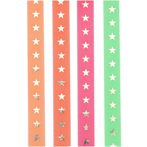 Neon Star Washi Tape Set of 4