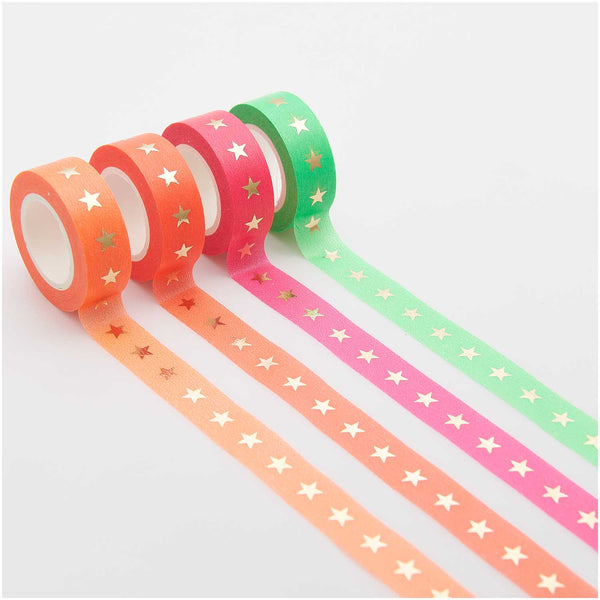 Neon Star Washi Tape Set of 4 by Paper Poetry