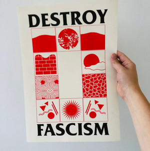 Black lodge press destroy fascism risograph art print 