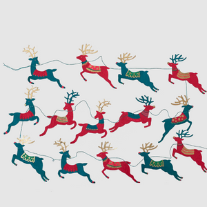 Colourful Reindeer Screenprinted Paper Garland by East End Press