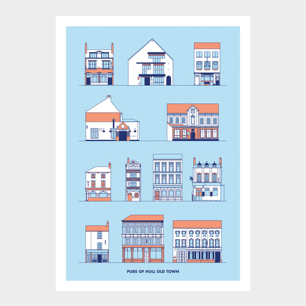 Pubs of Hulls old town collected on this art print. Perfect inspiration for a Hull Ale Trail 