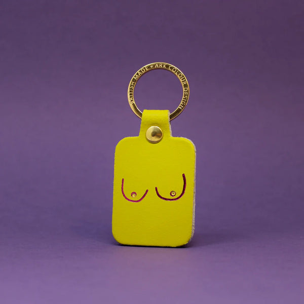 Fun yellow leather boobs key ring 