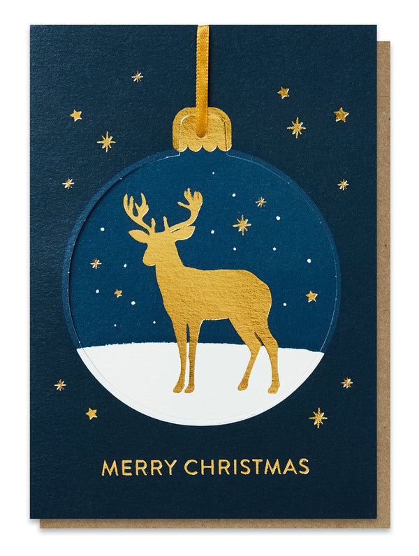Golden Deer Pop-Out Bauble Card