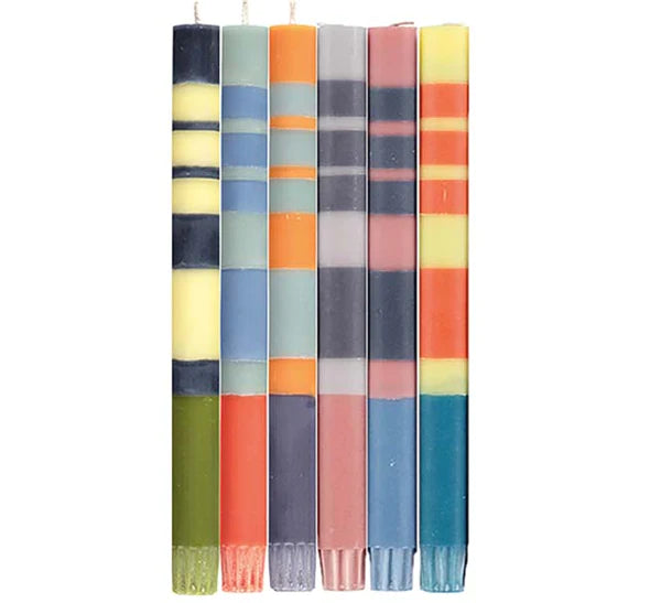 Mixed Set Striped Dinner Candles