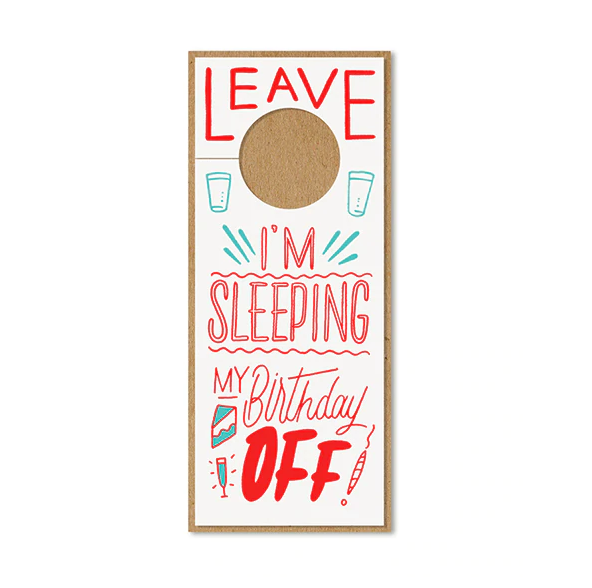 Sleeping It Off Doorknob Card