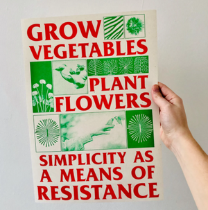 Black lodge press risograph print - grow vegetables 