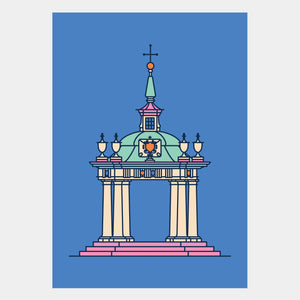 Contemporary graphic style art print of Market Cross in Beverley, East Yorkshire 