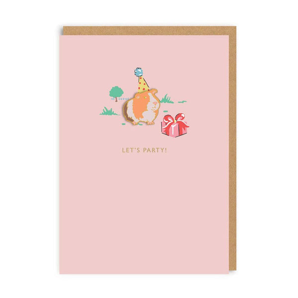 Let's Party Guinea Pig Enamel Pin Card