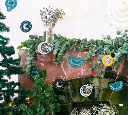 Celestial Screenprinted Paper Garland