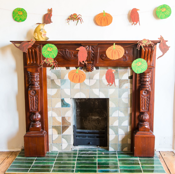 Pumpkins and Cats Screenprinted Paper Garland