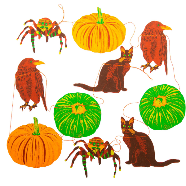 Pumpkins and Cats Screenprinted Paper Garland