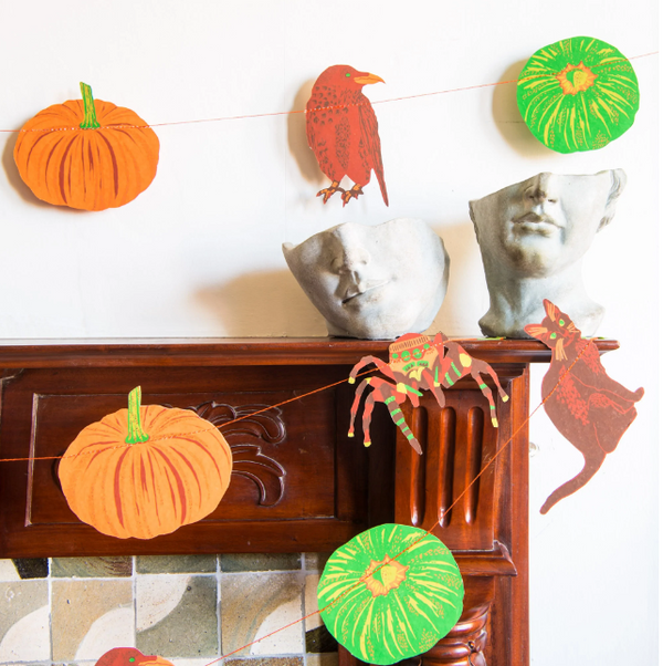 Pumpkins and Cats Screenprinted Paper Garland