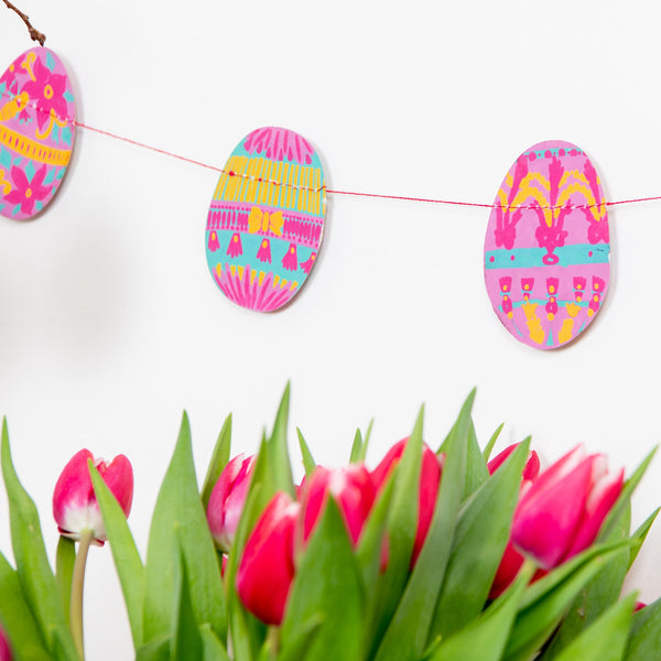 Small Easter Egg Screenprinted Paper Garland