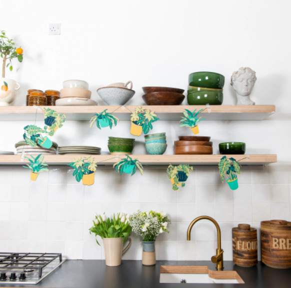 Houseplants Screenprinted Paper Garland