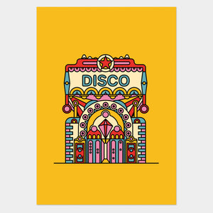 Bold bright art print inspired by disco - wall art or poster for the home. 