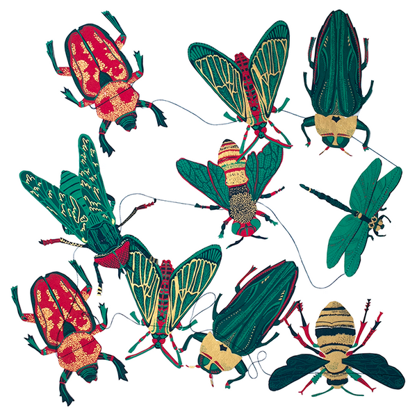 Insect Screenprinted Paper Garland