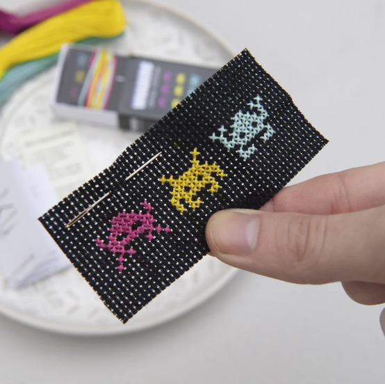 Invaders Mini Cross Stitch Kit in a Matchbox - CMYK
