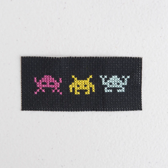 Invaders Mini Cross Stitch Kit in a Matchbox - CMYK