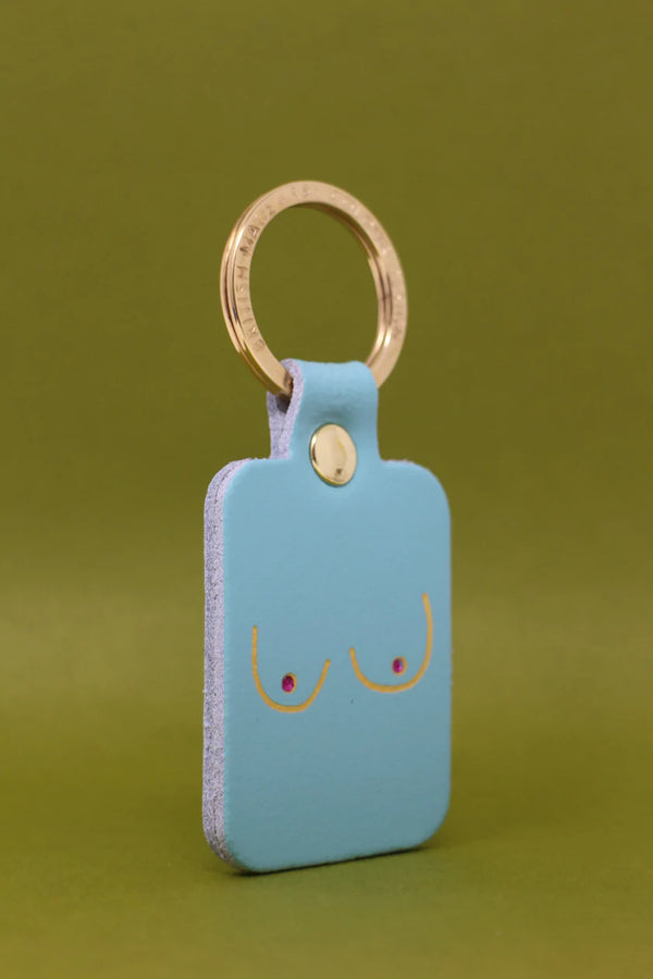 Fun leather boobs key ring by arc in blue 