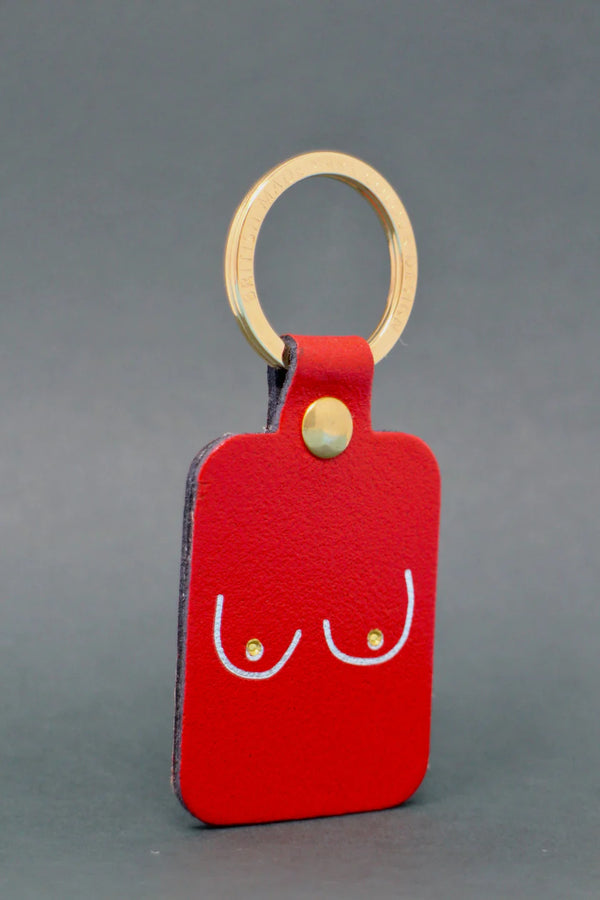 Red leather fun key ring 