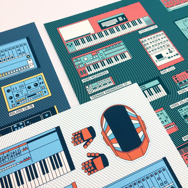 Block Rockin' Beats (Drum Machines Gear Print)