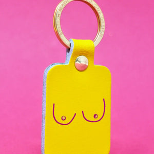 Fun rude boobs key ring in yellow by arc colour design  