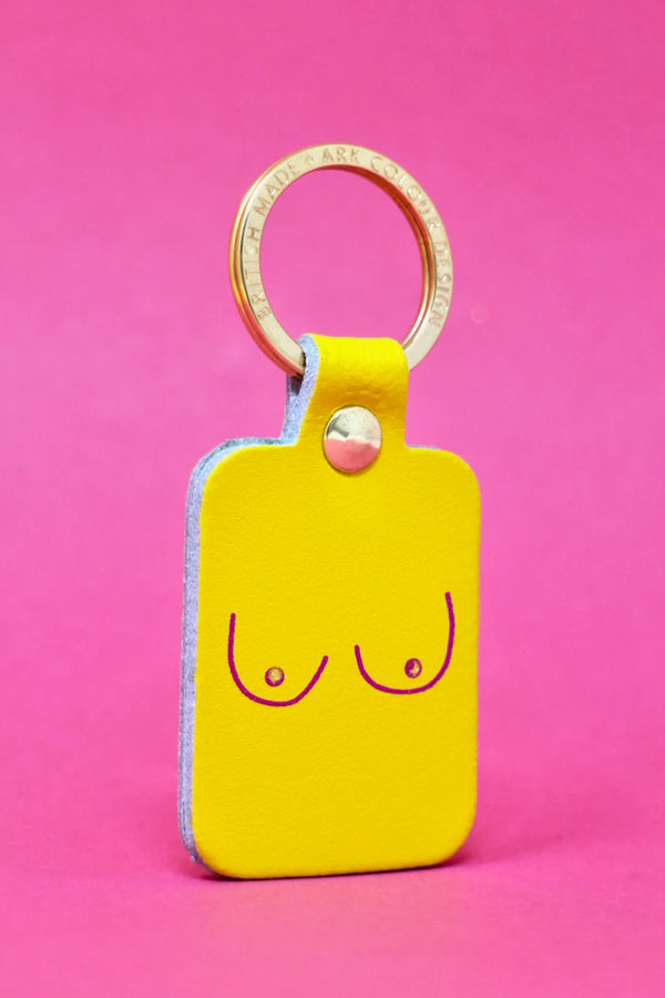 Fun rude boobs key ring in yellow by arc colour design  