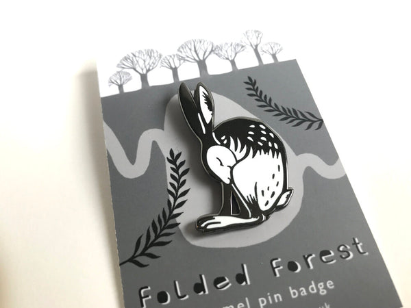 Sleeping Hare Enamel Pin Badge by Folded Forest