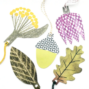 Hadley paper goods illustrated leaves gift tags