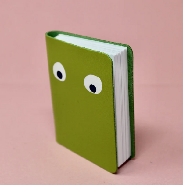 Cute googly eye mini notebook green