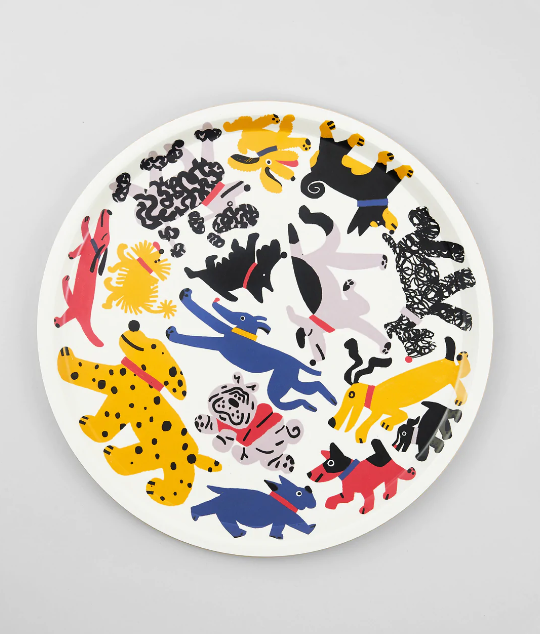Dogs Round Tray by Wrap