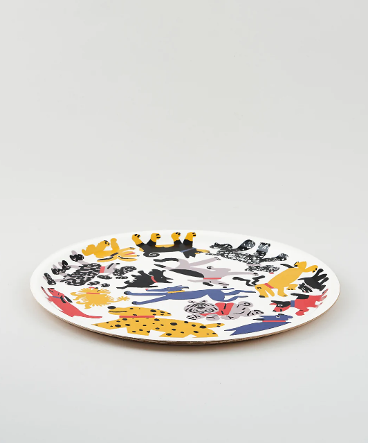 Dogs Round Tray by Wrap