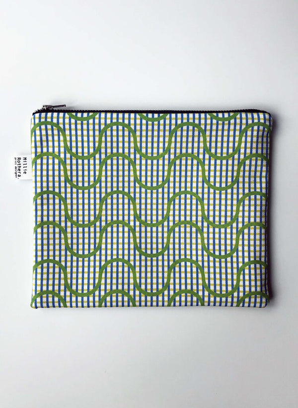 Flat Pouch in Wave Green Print