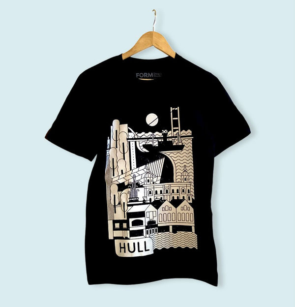 Hull Screenprinted T-Shirt Black by Form Shop & Studio