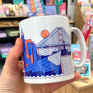 Kingston upon Hull souvenir mug - the deep, Humber bridge, Humber Street. Designed by Joseph Cox