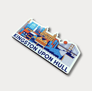 Kingston upon Hull fridge magnet with the deep, Humber bridge, maritime museum and more 