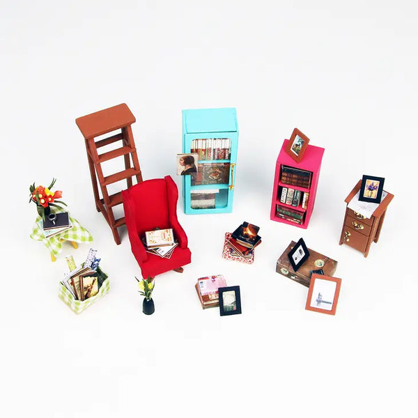 DIY Miniature House Kit - Sam's Study - miniature items 
