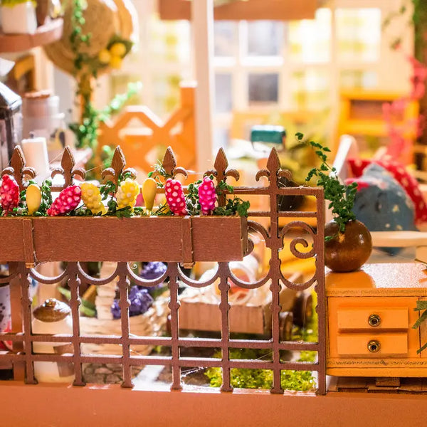 Papercraft miniature house garden craft kit closeup