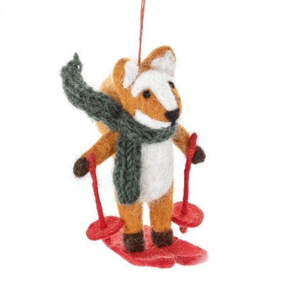 Felix the Skiing Fox Hanging Felt Decoration