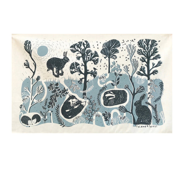 Leaping Hare Cotton Tea Towel by Folded Forest