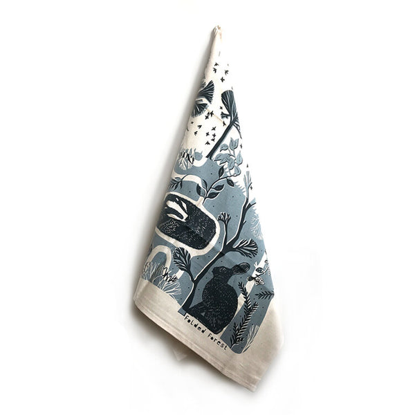 Leaping Hare Cotton Tea Towel by Folded Forest